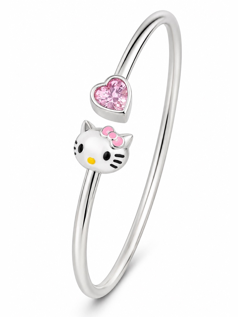 Hello Kitty Pink Heart Open Cuff Bracelet